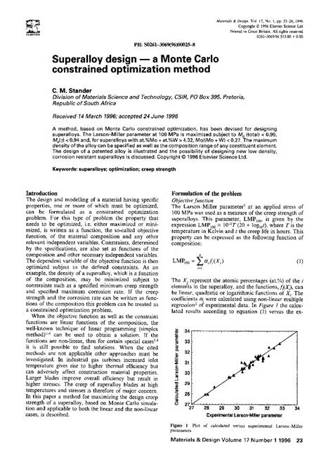 (PDF) Superalloy design — a Monte Carlo constrained optimization method ...