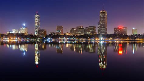 wallpaper Boston skyline, city, night HD : Widescreen : High Definition : Fullscreen