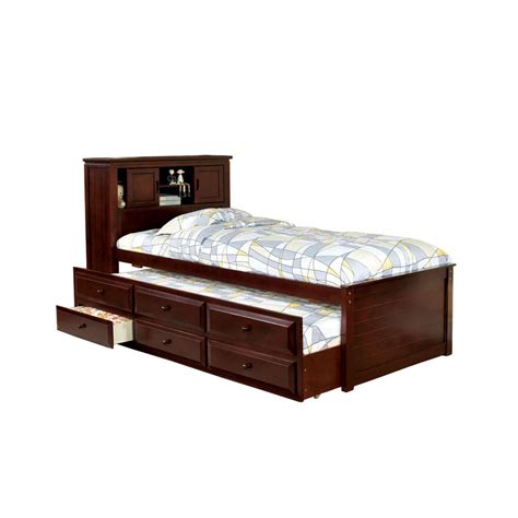 3 Drawer Twin Bed with Trundle and Bookcase Headboard, Cherry - Walmart.com - Walmart.com