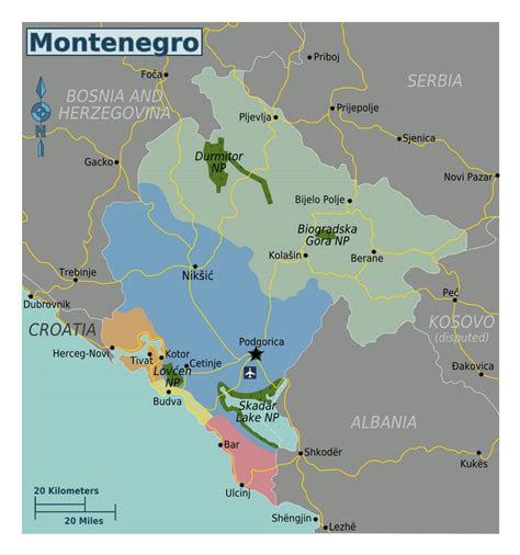 Large regions map of Montenegro | Montenegro | Europe | Mapsland | Maps of the World