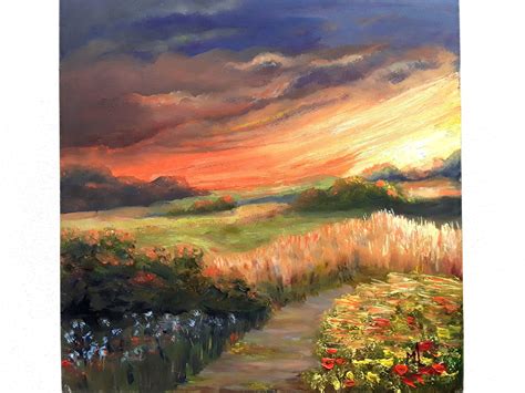 Countryside Artwork Sunset Painting Original Sunset Art Summer | Etsy ...