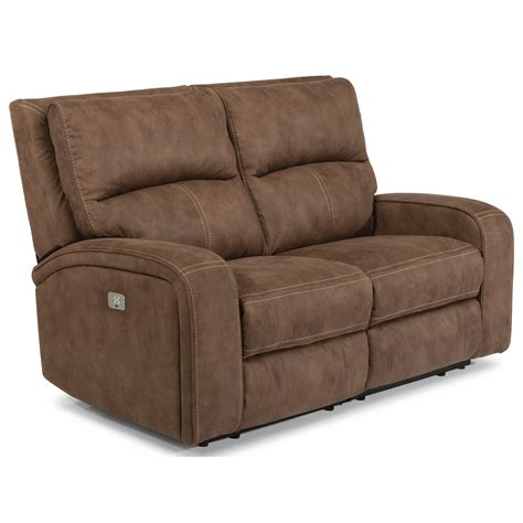 Flexsteel Sonny Contemporary Power Reclining Loveseat with Power ...