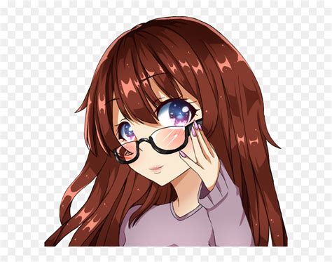 High Quality Anime Girl With Glasses Purple Eyes Blank - Anime Girl With Brown Hair And Glasses ...