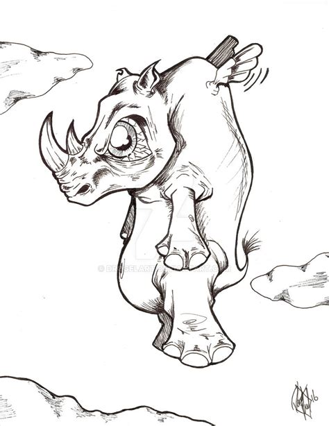 Flying Rhino by drogelart on DeviantArt