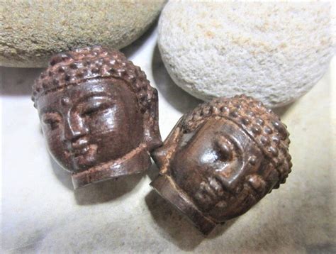 Vintage Two Dark Brown Buddha Beads, Wood Buddha Beads, Yoga Beads ...