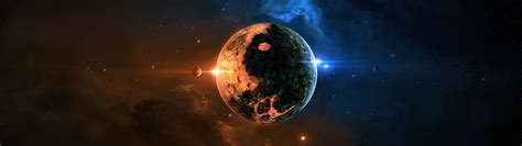 Planet In Outer Space, Dual Screen [3840x1080] • /r/wallpapers | Planets art, Background images ...