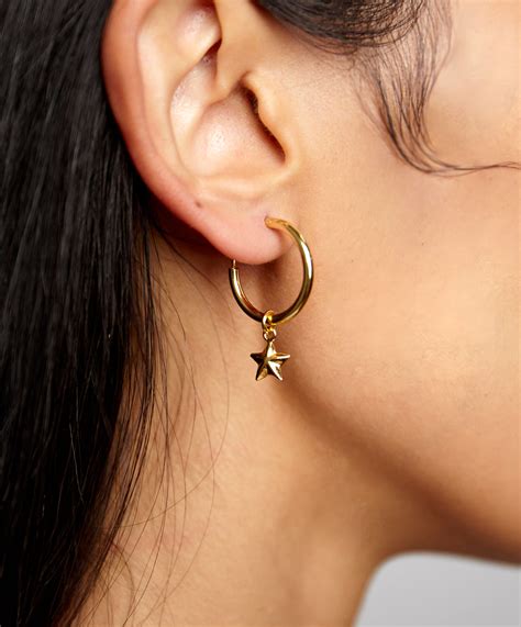 STAR DANGLE MINI HOOP EARRINGS – SHAMI OFFICIAL