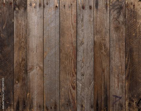 Wood texture background. Wooden planks background, weathered, with nails, top view, sharp and ...