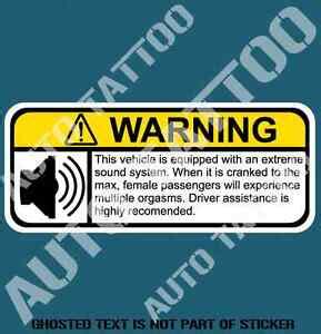 EXTREME SOUND WARNING DECAL STICKER HUMOUR HOT ROD DRIFT NOVELTY DECAL STICKERS | eBay