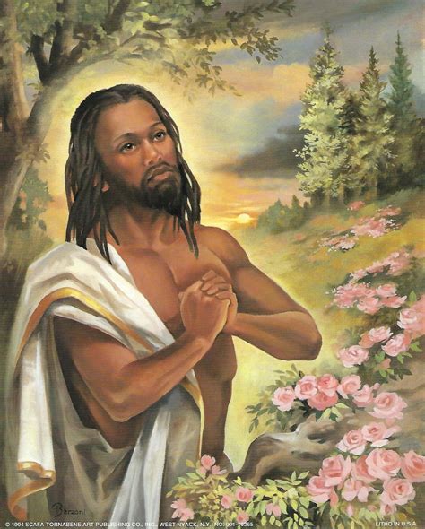 Black Jesus in the Garden by Vincent Barzoni (Art Print) | The Black Art Depot