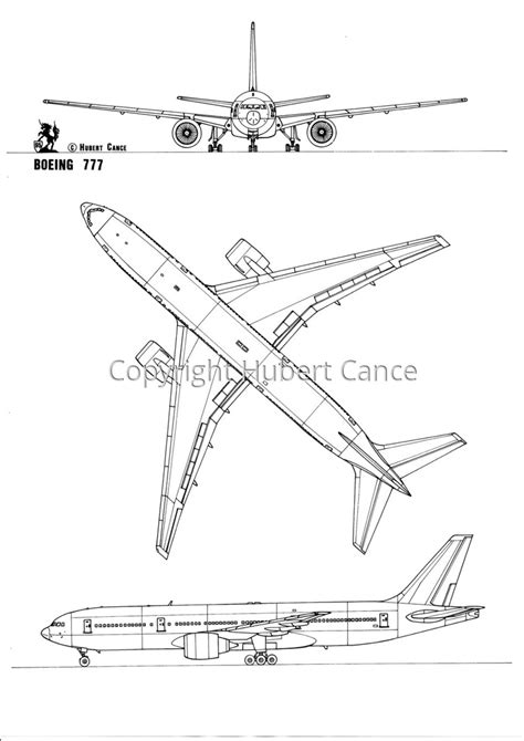 Boeing 777 Drawing by Hubert Cance