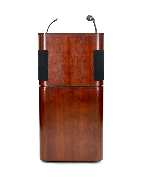 Wood Podium with Microphone - Dot's Rentals & Sales