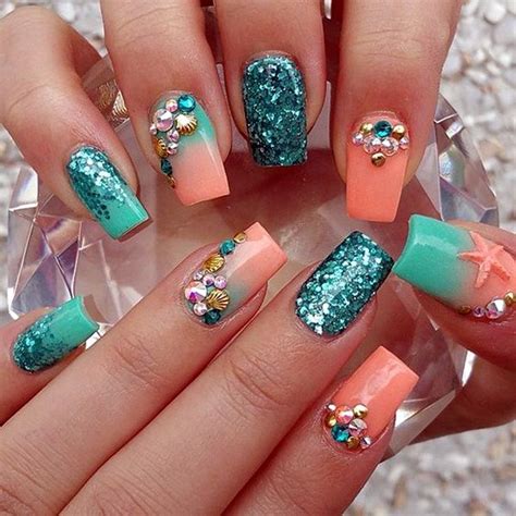 Teal And Coral Nails Pictures, Photos, and Images for Facebook, Tumblr, Pinterest, and Twitter