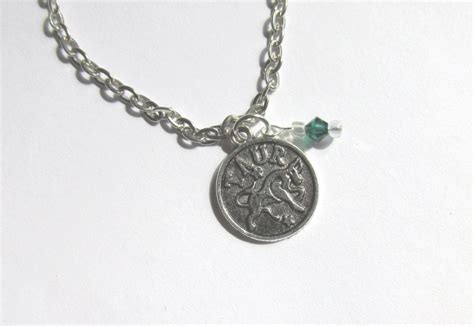 Taurus Birthstone Necklace Antique Silver Taurus Charm