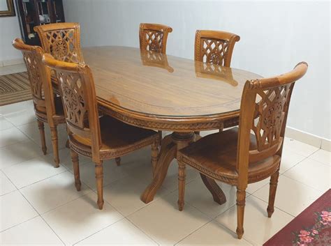 Meja makan kayu jati, Furniture & Home Living, Furniture, Tables & Sets on Carousell