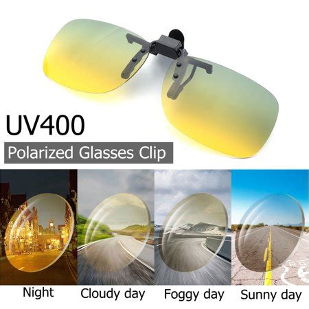 2 Pack Polarized UV400 Lens Clip-on Night Vision Driving Glasses Eyeglasses Sunglasses Anti ...