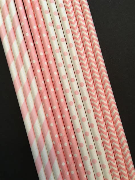 Assorted Colors Paper Straws Pink and White Straws Party | Etsy