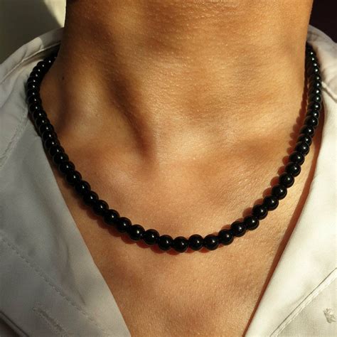 Men's 6mm Black Pearl Necklace - Etsy