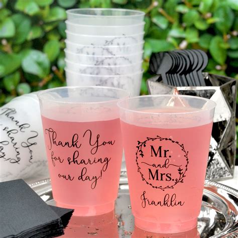 16 Oz. Custom Printed Reusable Plastic Stadium Cups for Wedding Favors | Wedding cups ...