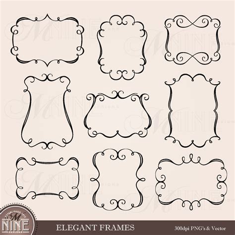 ELEGANT FRAMES Clip Art: Borders Frames Clipart Design | Etsy