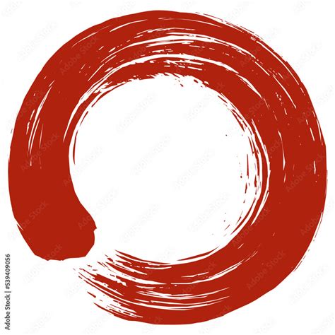 Red Enso Zen Japanese Circle Brush Stroke Sumi-e Vector Illustration Ink Logo Design Vector ...