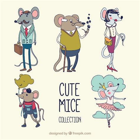 Free Vector | Cute hand drawn mice collection