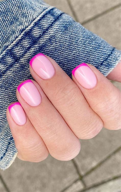 Neon Pink French Manicure