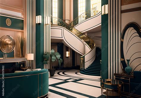 art deco luxury hotel room Stock Illustration | Adobe Stock