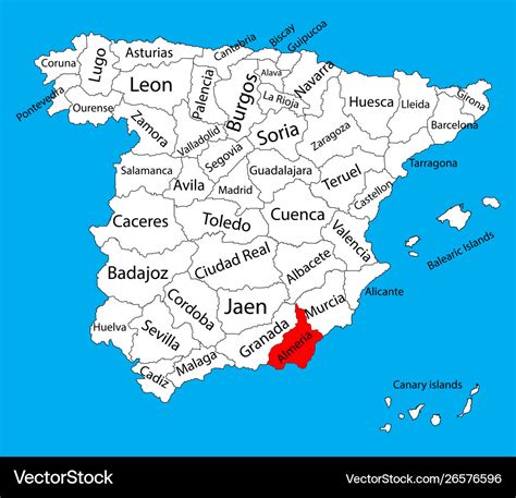 Almeria map spain province administrative map Vector Image