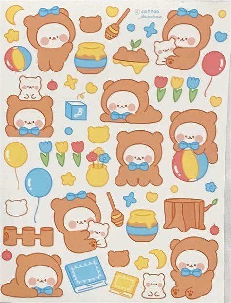 korean bear sticker printable | Kawaii stickers, Cute stickers, Cute laptop stickers