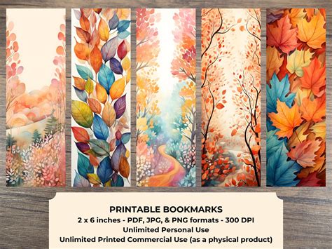 20 Fall Leaves PRINTABLE Bookmarks High Resolution Digital - Etsy