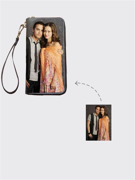 Personalized Photo Genuine Leather Double Zipper Wallet