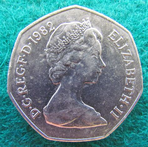 GB British UK English 1982 50 New Pence Queen Elizabeth II Coin – Gumnut Antiques