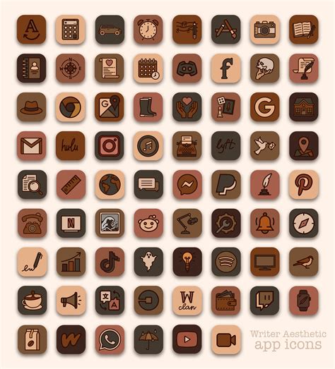 Writer Aesthetic App Icons for iPhone - Free Brown App Icons iOS