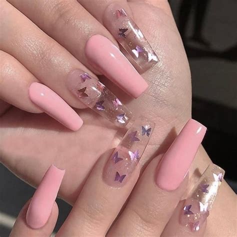 Butterfly Pink Press-On Nails in 2021 | Fake nails with glue, Pink press on nails, Stick on nails