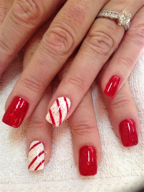 Kids Christmas Candy Cane Nails