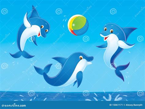 Playing dolphins stock illustration. Illustration of porpoise - 15061171