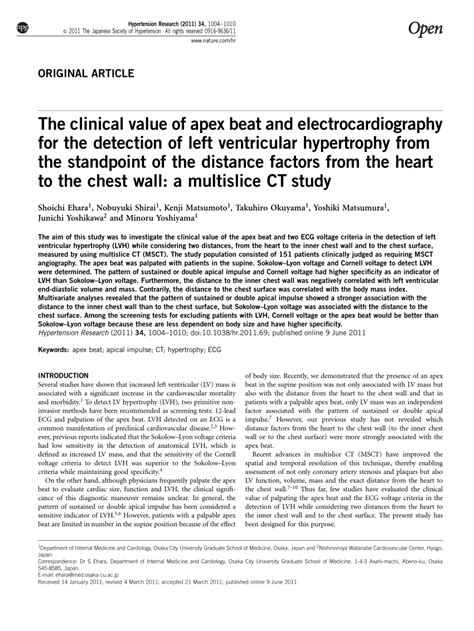 (PDF) The clinical value of apex beat and electrocardiography for the ...