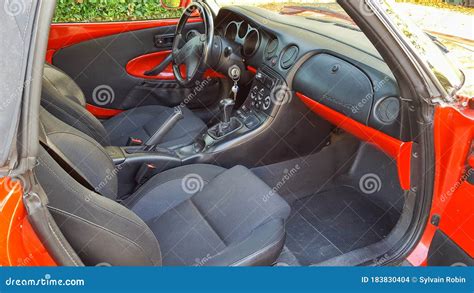 Bordeaux , Aquitaine / France - 05 05 2020 : Fiat Barchetta Interior of Convertible Car Red ...