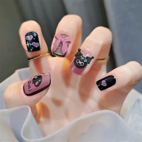 Kuromi My Melody Nails | Fake nails, Fake nails with glue, Fingernails