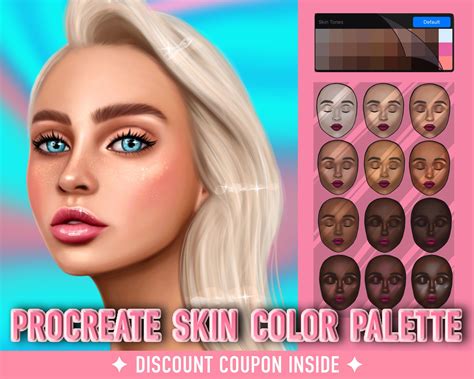 Procreate skin tones color palette. Procreate skin swatches. Procreate ...