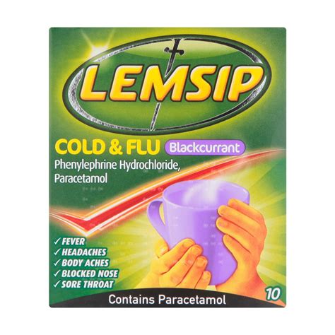 Lemsip Blackcurrant Sachets | Cold and Flu | Chemist Direct