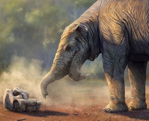 A Deinotherium investigates a skull that looks somewhat familiar, Art ...