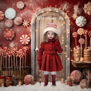 Christmas Digital Backdrop, Candy Cane Digital Background, Overlay ...