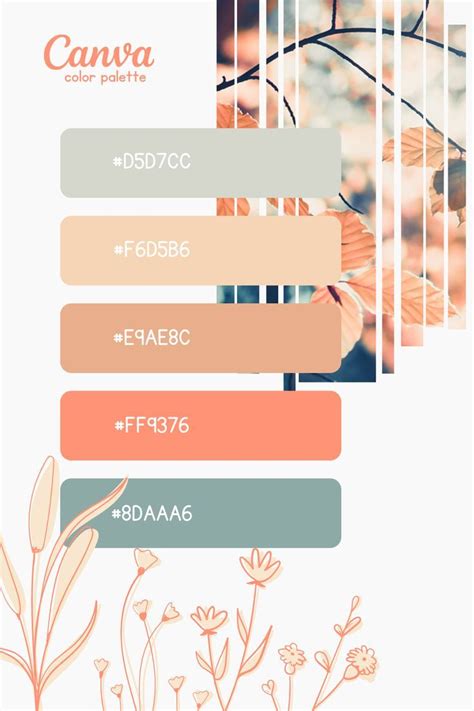 an image of flowers and plants with the text canva color palette on it's side