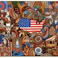 Madhubani Art depicting American culture - Photo #214 - Gen AI Story - Each Image Tells a Story