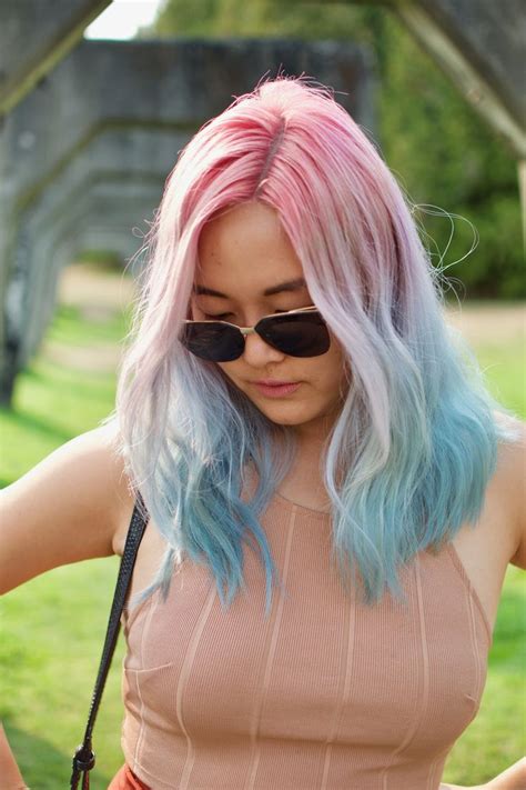 Cotton candy pastel hair. Blue & pink hair ombré | Light blue hair ...