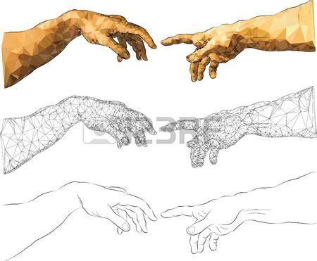 Michelangelo s near touching hands of God and Adam Stock Vector | Drawings, Touching hands, Art ...