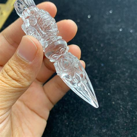 2.83 Clear Natural Quartz Crystal Amulet Carved Dorje | Etsy