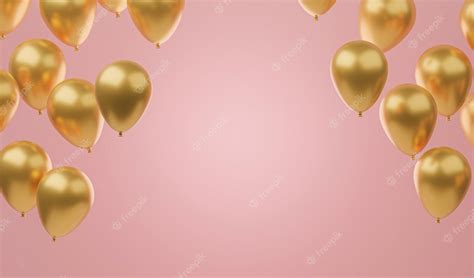 Premium Photo | Golden balloons on pink background. luxury pink and ...